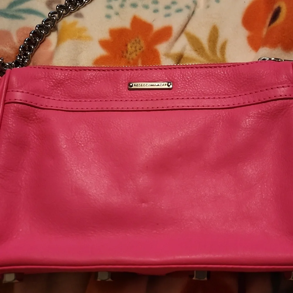 Rebecca Minkoff Bright Pink Leather Purse. 28 Long, 9x6 Body. Excellent Used. - Picture 3 of 8